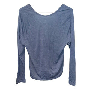 Victorias Secret Sport Blue Strappy Long Sleeve Criss Cross Back Athletic T Sz S